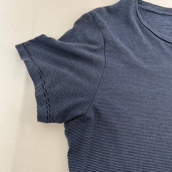 Bombas Blue Striped Tee Crew Short Sleeve T-Shirt Women's Large - Picture 6 of 7